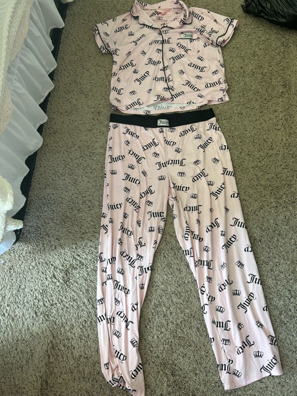 Juicy Couture Light Pink Logo Pajama Top with Black Print